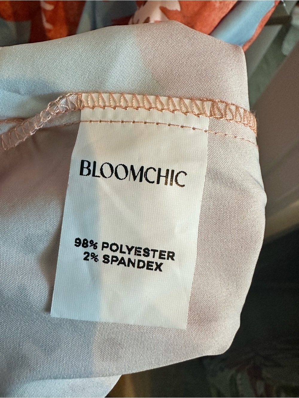 BloomChic Sky Blue and Coral Floral Dress Label View - Picture 6 of 6